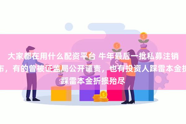 大家都在用什么配资平台 牛年最后一批私募注销名单公布，有的曾被证监局公开谴责，也有投资人踩雷本金折损殆尽