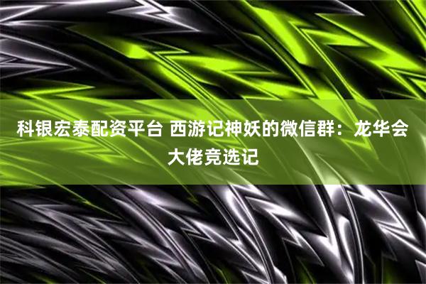 科银宏泰配资平台 西游记神妖的微信群：龙华会大佬竞选记